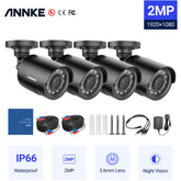 ANNKE 4pcs 2MP 1080P 1920TVL Wired Security Camera Kits, HD TVI Add-on Outdoor CCTV Cameras, IR Night Vision, Weatherproof Housing, Home Surveillance Bullet Camera, IP66, Black